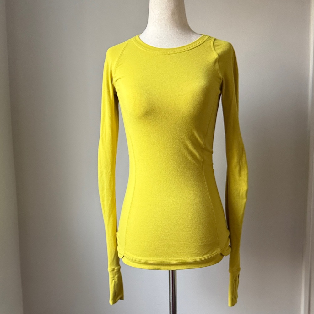 lululemon Long-Sleeve Crewneck Top in Bright Yellow Size 2